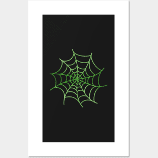 Green Glittery Spider's Web Posters and Art